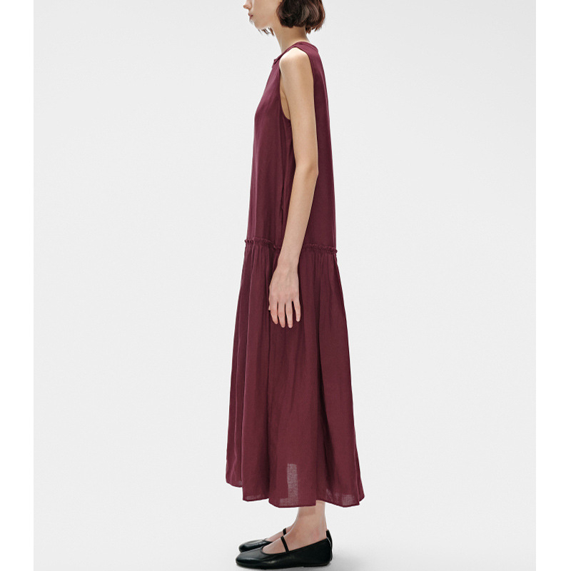 Be Order 2026 Ljeto Elegantni Stil Za Odmor Tencel Haljina Bez Rukava S V Izrezom Za Žene