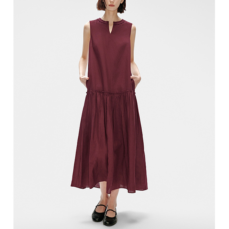 Be Order 2026 Ljeto Elegantni Stil Za Odmor Tencel Haljina Bez Rukava S V Izrezom Za Žene