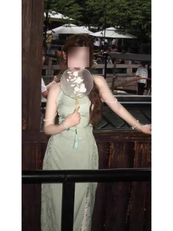 Nova kineska stilizirana cheongsam haljina s halter izrezom za žene ljeto, niskog rasta, luksuzan dojam, uski kroj, duga suknja uz bokove