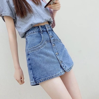 Ženska jeans mini suknja s visokim strukom, lagana ljetna tkanina, A-linija, vitka silueta, moderan stil