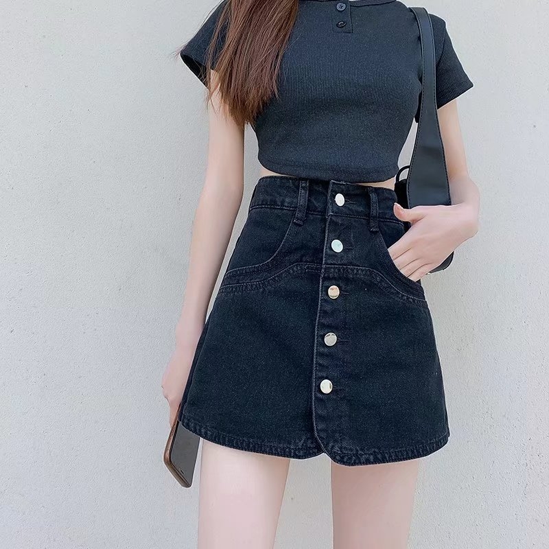 Ženska jeans mini suknja s visokim strukom, lagana ljetna tkanina, A-linija, vitka silueta, moderan stil