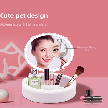 LED zrkadlo na make-up s prenosnou schránkou, stolové zrkadlo do izby, nabíjateľné svetlo, darčekové zrkadlo