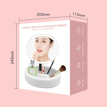 LED zrkadlo na make-up s prenosnou schránkou, stolové zrkadlo do izby, nabíjateľné svetlo, darčekové zrkadlo