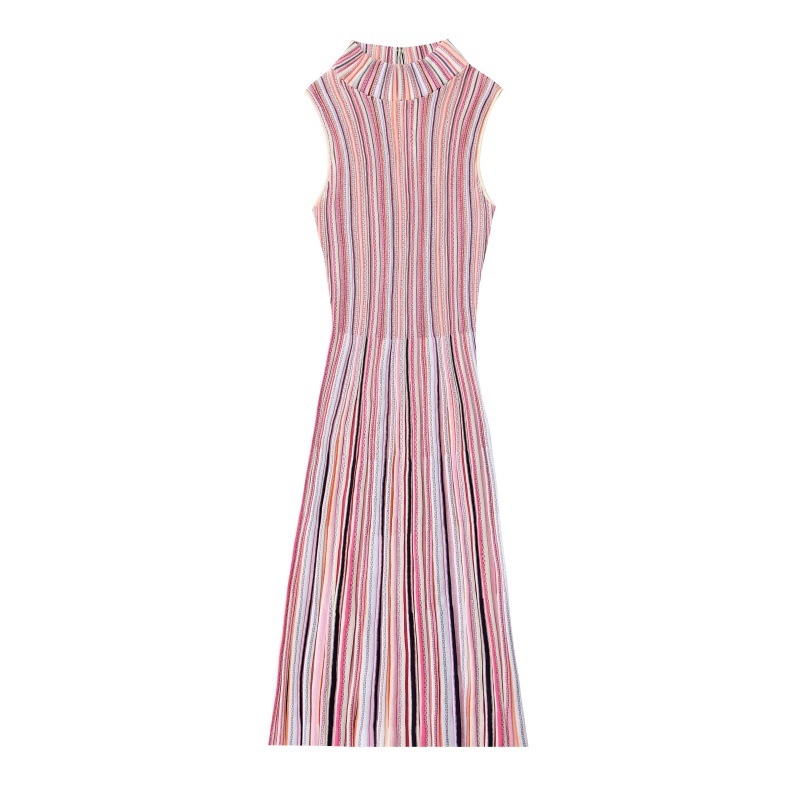 Missoni Nanyou elegantné pletené šaty bez rukávov, s okrúhlym výstrihom, stredná dĺžka, pruhované, jar-let