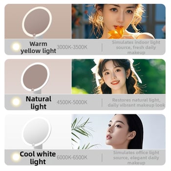 Oglindă de machiaj cu LED iluminată, control tactil în trei culori, iluminare de înaltă definiție, oglindă de masă
