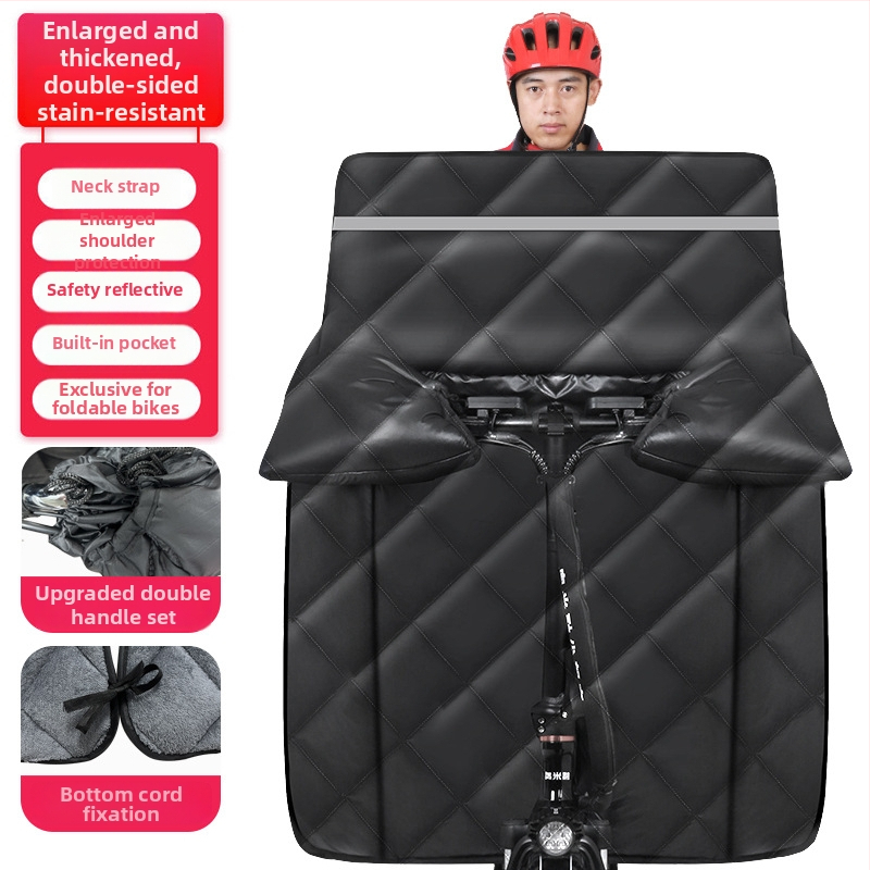 Skladaný zimný kryt proti vetru pre elektrický bicykel s delenou vidlicou