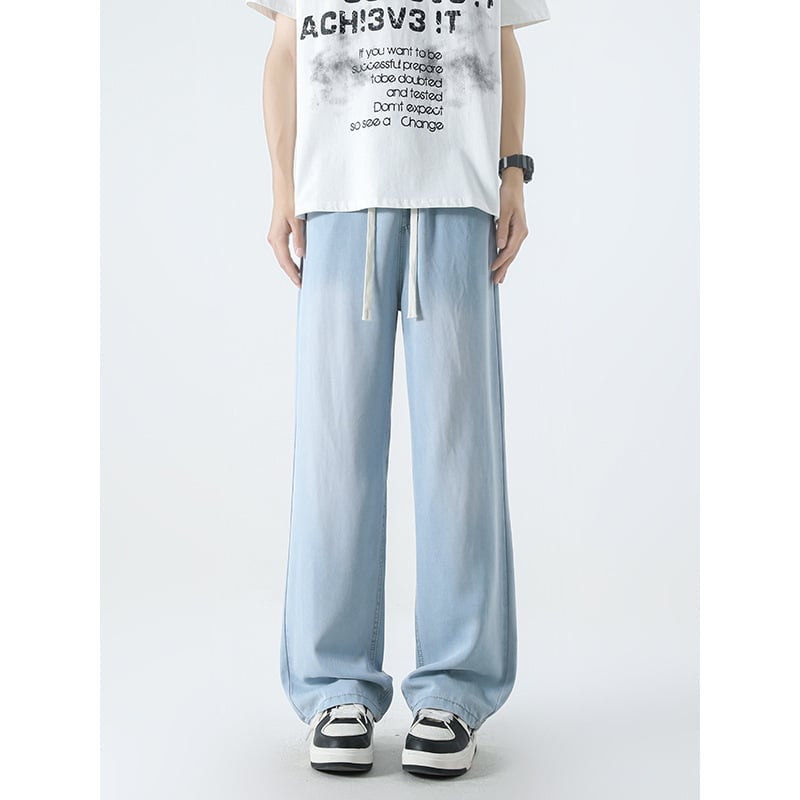 Pánske džínsy Ice Silk z Lyocell denimu, ľahké letné, voľný rovný strih, 2025 nový model