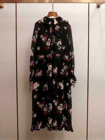 Dámske midi šaty s kvetinovým vzorom, elegantný dizajn, polyester, A-líniový strih