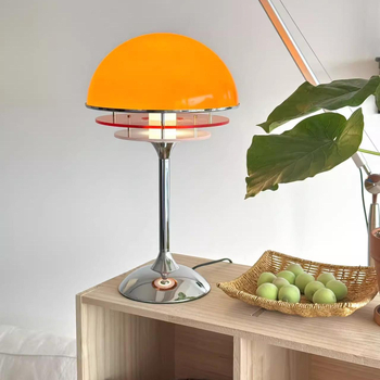 Maillard oranžová stolná lampa v stredovekom štýle – ambientné retro svetlo do spálne a do obývačky, Bauhaus inšpirovaný dizajn