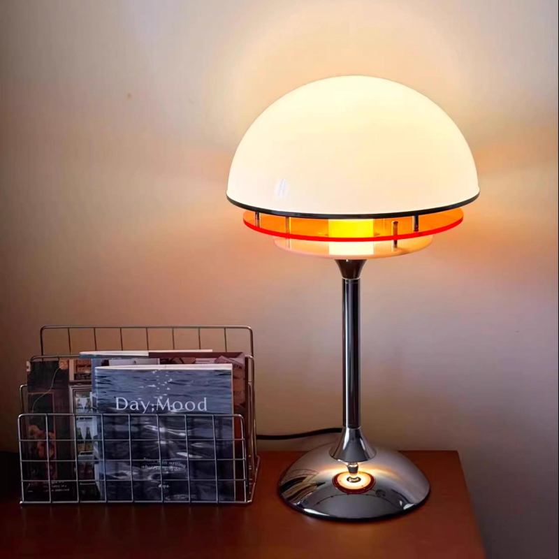 Maillard oranžová stolná lampa v stredovekom štýle – ambientné retro svetlo do spálne a do obývačky, Bauhaus inšpirovaný dizajn