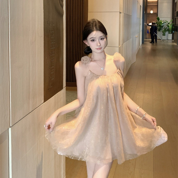 Xin Keda Moonlight Ballet Kvetinová sieťová šaty na ramienka