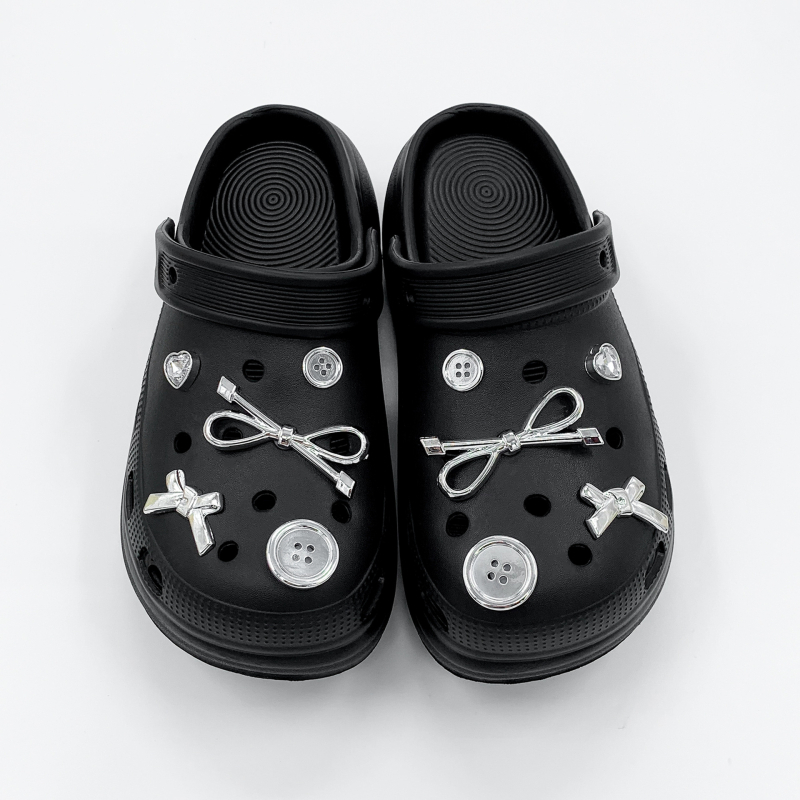 Nr-0022: 26 нови аксесоари за Crocs обувки с изискан стил, подходящи за Crocs копчета, сребърни пеперудени украси за обувки