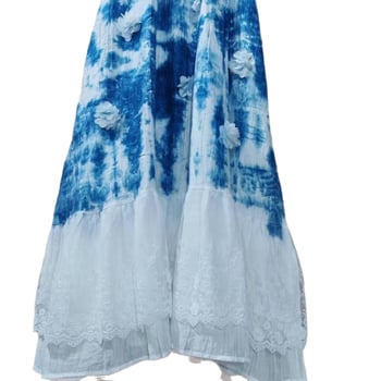 Pamuk haljina s tulipan-tie-dye uzorkom, bez rukava, s naramenicama, dugačka suknja, okrugli izrez, rastlinsko bojanje, vilinski retro stil