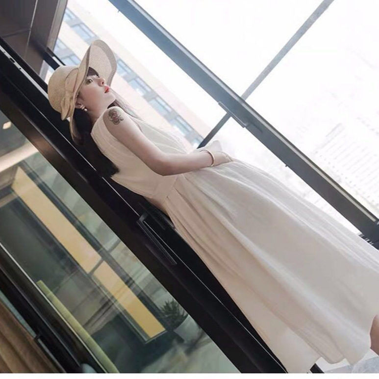 9067 Bijela čipkasta duga haljina, elegantno ljeto, francuski retro stil, bajkovit maxi kroj