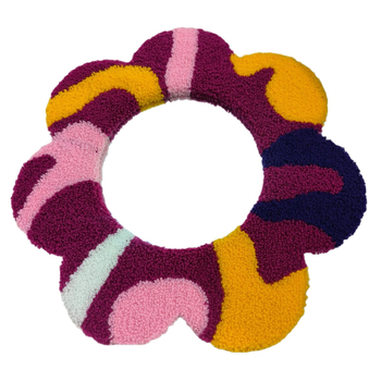 Oglindă de machiaj din catifea tufată, cu broderie florală, stil Instagram, decor de masă
