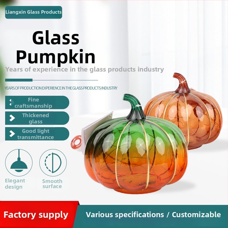 Vlastné sklenené tienidlo na tekvicu s podstavcom – Halloween dekorácia