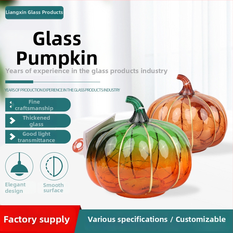 Vlastné sklenené tienidlo na tekvicu s podstavcom – Halloween dekorácia