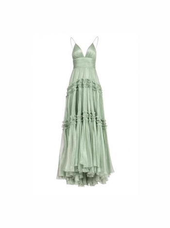 Γυναικεία θερινή chiffon φόρεμα με τιράντες, φούστα υψηλής μέσης τύπου cake, κομψό βραδινό φόρεμα