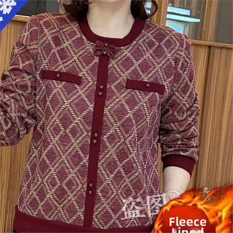 Ženský top s fleecovou podšívkou, hrubý zimný, voľný strih, denim-bavlnená látka, dlhý rukáv, okrúhly výstrih, 3D vzor, casual štýl.