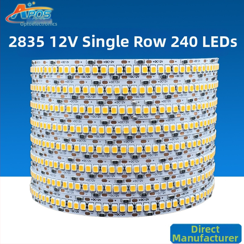 Nový LED ultra jasný flexibilný svetelný pásik 2835, 240 LED/m, jednoriadkový, 5 m rol, holá doska, vodeodolný, 12/24 V