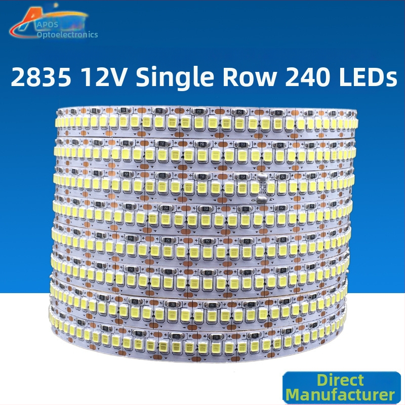 Nový LED ultra jasný flexibilný svetelný pásik 2835, 240 LED/m, jednoriadkový, 5 m rol, holá doska, vodeodolný, 12/24 V