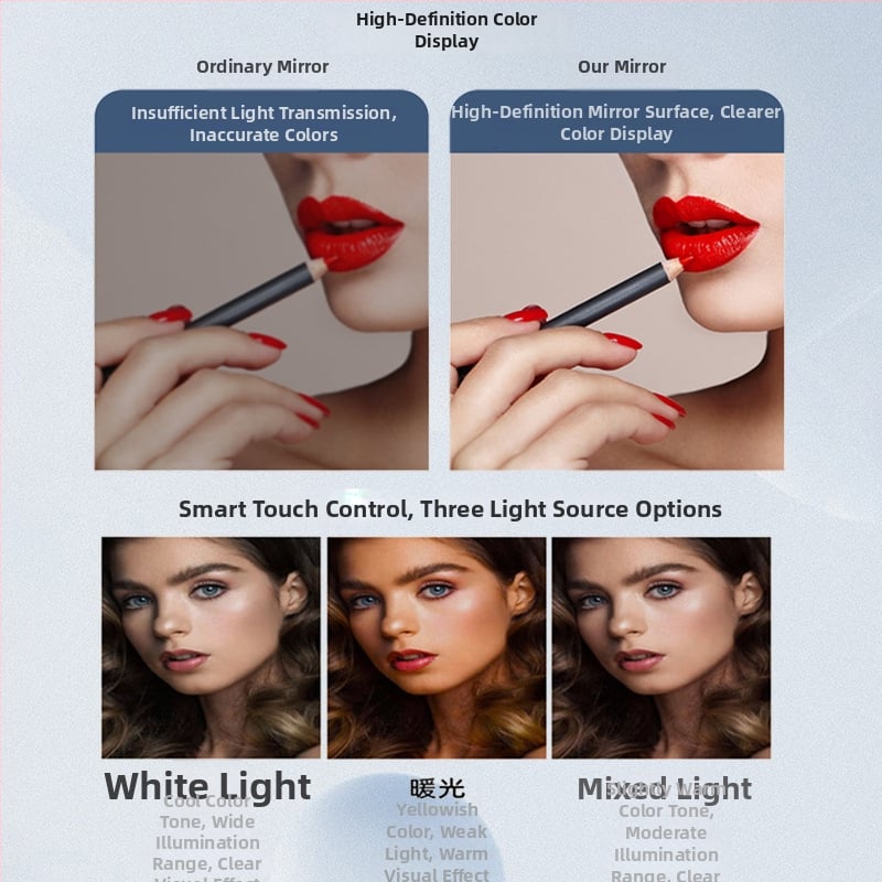 Oglindă cosmetică pentru birou cu cutie de depozitare