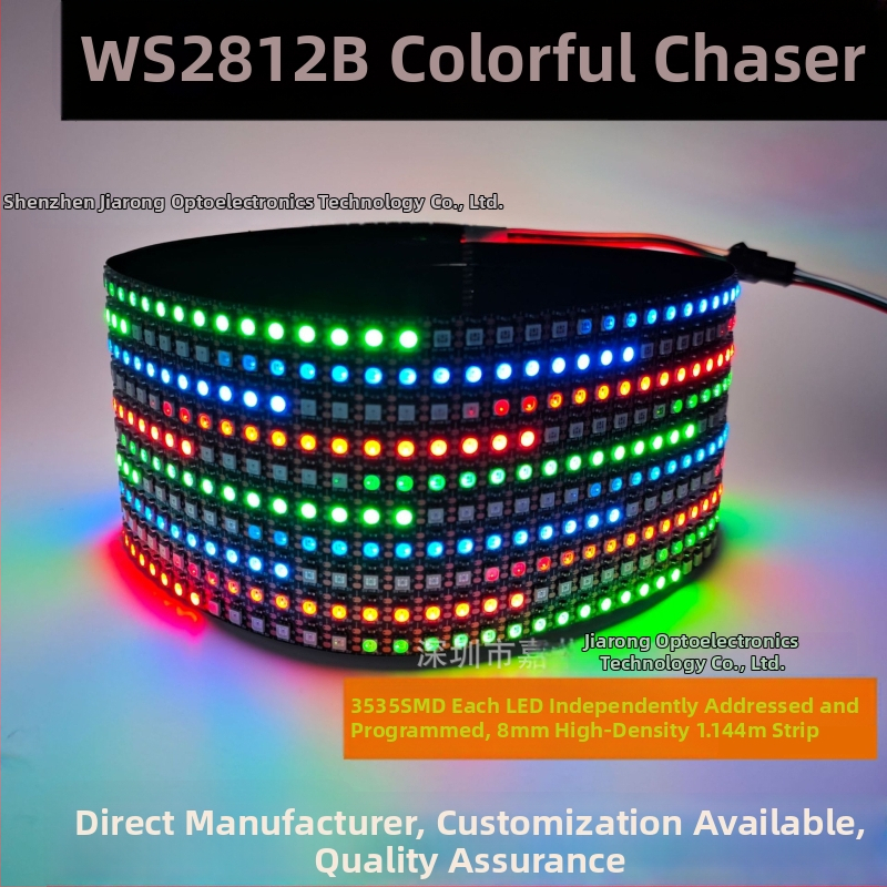 WS2812 programovateľný LED pásik, 8 mm, 144 LED, 5 m rolka, hudobne synchronizované farebné osvetlenie, nastaviteľná jas, séria Symphony