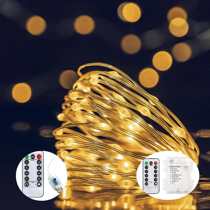 LED αδιάβροχο φως με κουτί μπαταρίας και δερμάτινο καλώδιο, εξωτερική χρήση, τηλεχειριστήριο, χριστουγεννιάτικα διακοσμητικά φώτα