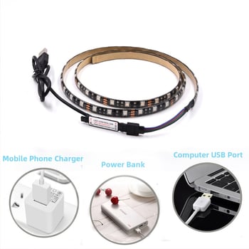 5050 RGB LED pás USB 5V pre zadné osvetlenie televízora, 30 LED, 120° lúč, stmievateľný