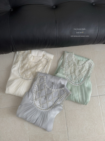 Φόρεμα από μεταξωτό chiffon με χάντρες, νέο κινεζικό στυλ, για εύπορη κληρονόμο