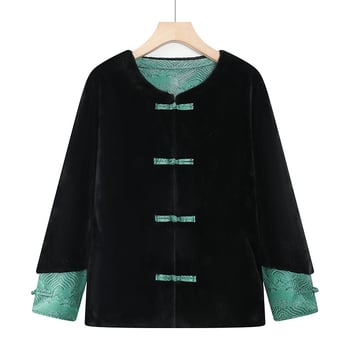 Bluza de damă în stil național pentru toamnă-iarnă, croială lejeră, guler rotund