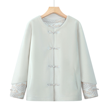 Bluza de damă în stil național pentru toamnă-iarnă, croială lejeră, guler rotund
