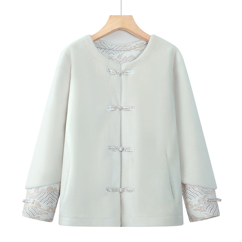 Bluza de damă în stil național pentru toamnă-iarnă, croială lejeră, guler rotund
