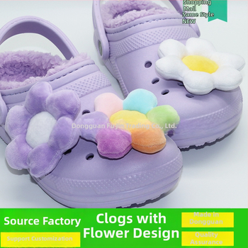 Crocs украса за обувки: плюшено цвете и карикатурни цветчета за закопчалки
