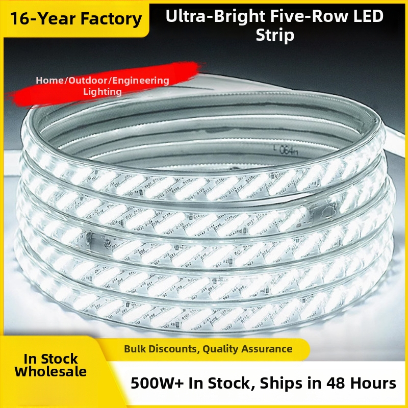 Extrémne jasná 220V vonkajšia vodotesná lineárna LED páska, päť riadkov po 320 LED, na strop
