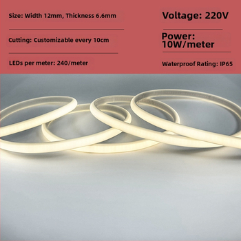 LED pás COB 220V, flexibilný, samolepiaci, vonkajšie vodotesné osvetlenie