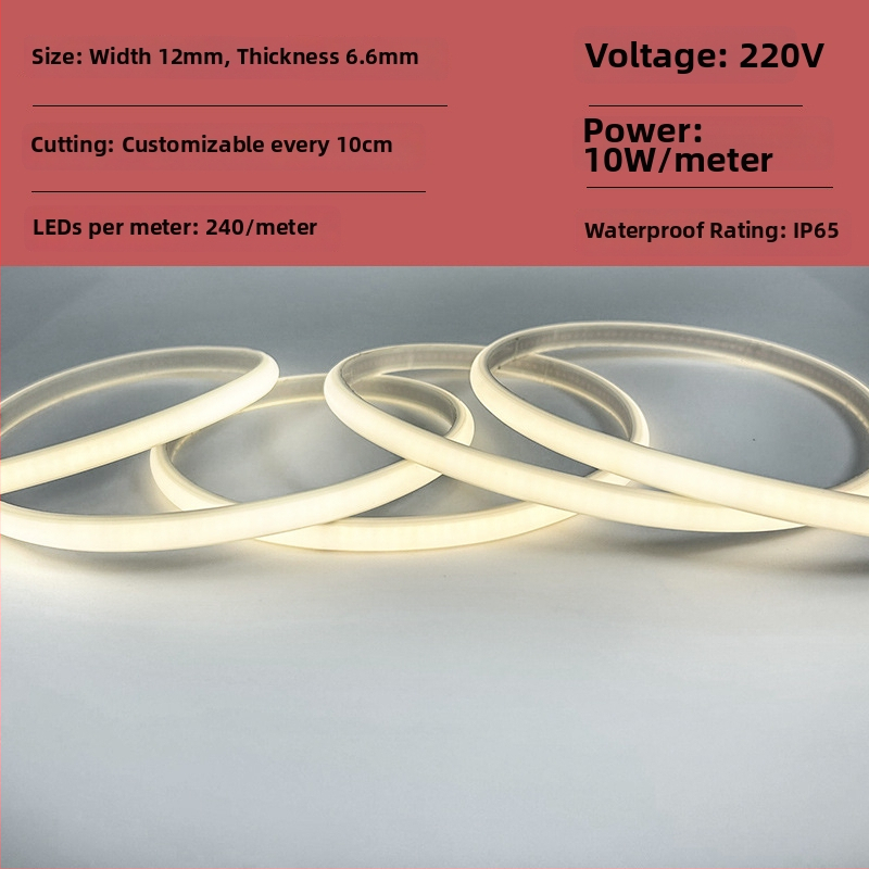 LED pás COB 220V, flexibilný, samolepiaci, vonkajšie vodotesné osvetlenie