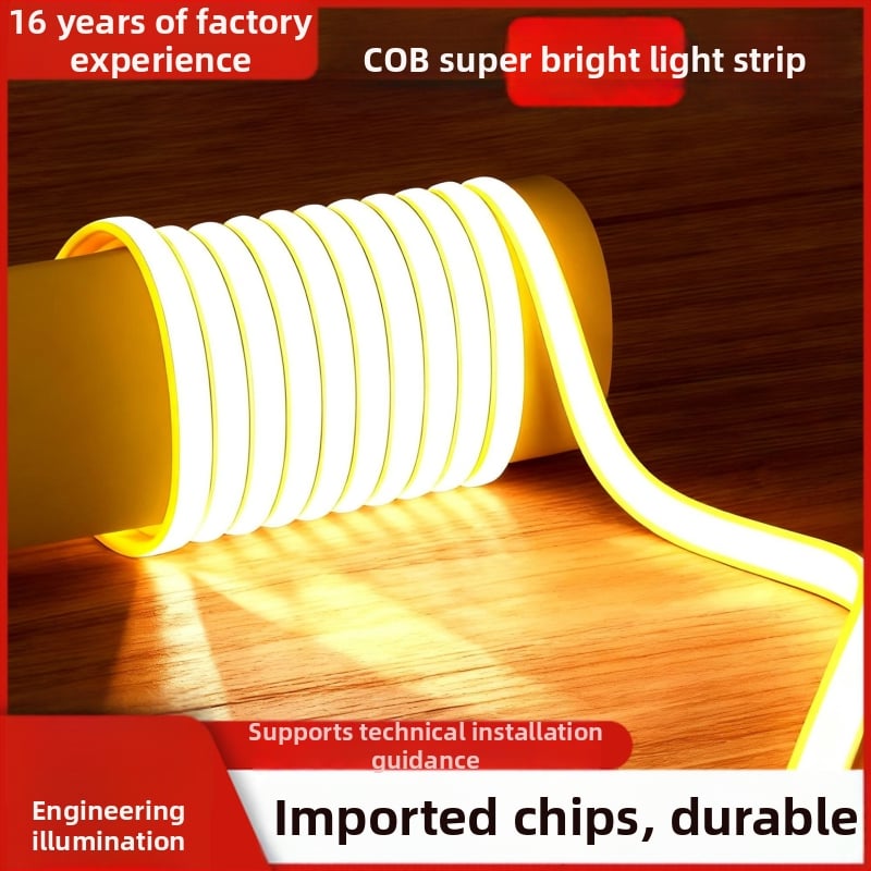 Cob LED pásik, mäkké svetlo, 220V, samolepiace stropné ambientné osvetlenie, ultra jasné, vodotesné pre vonkajšie použitie