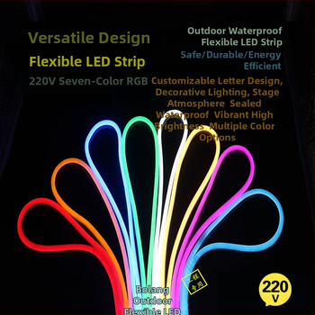 Εύκαμπτη RGB LED νεον λωρίδα 220V με σωλήνα σιλικόνης, αδιάβροχη, υψηλής φωτεινότητας για επιγραφές και αρχιτεκτονικό φωτισμό