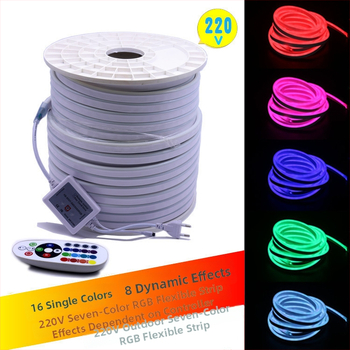 Εύκαμπτη RGB LED νεον λωρίδα 220V με σωλήνα σιλικόνης, αδιάβροχη, υψηλής φωτεινότητας για επιγραφές και αρχιτεκτονικό φωτισμό