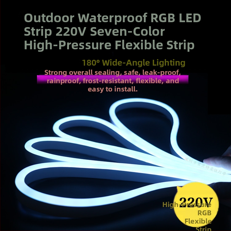 Εύκαμπτη RGB LED νεον λωρίδα 220V με σωλήνα σιλικόνης, αδιάβροχη, υψηλής φωτεινότητας για επιγραφές και αρχιτεκτονικό φωτισμό