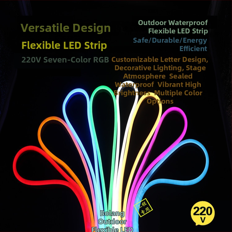 Εύκαμπτη RGB LED νεον λωρίδα 220V με σωλήνα σιλικόνης, αδιάβροχη, υψηλής φωτεινότητας για επιγραφές και αρχιτεκτονικό φωτισμό