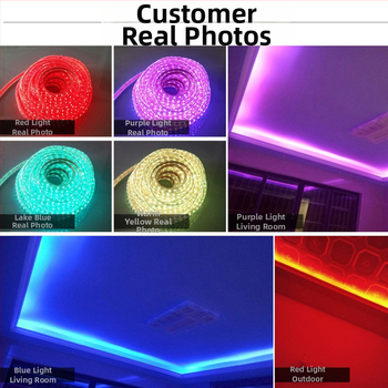 Nepremokavný LED pás 220V RGB, dvojradový, do obývačky, mäkké neónové svetlo