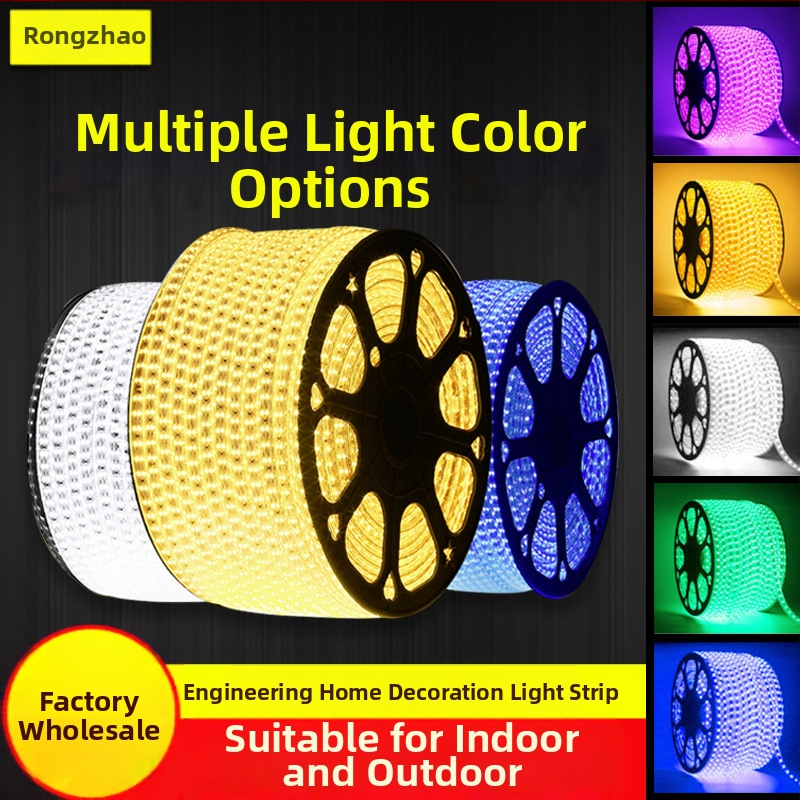 Nepremokavný LED pás 220V RGB, dvojradový, do obývačky, mäkké neónové svetlo