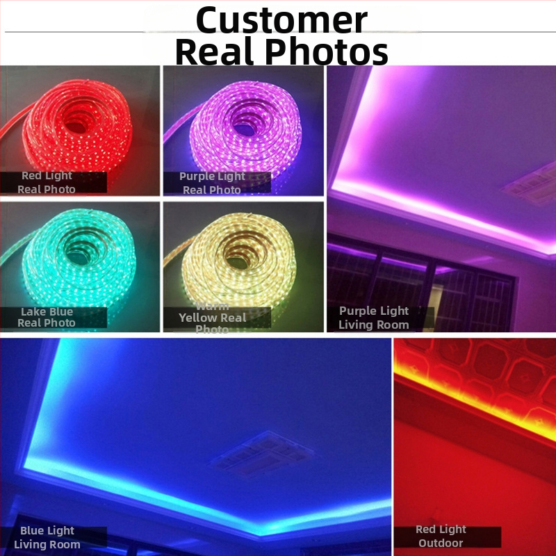 Nepremokavný LED pás 220V RGB, dvojradový, do obývačky, mäkké neónové svetlo