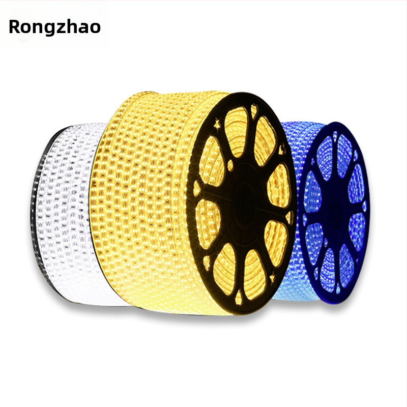 Nepremokavný LED pás 220V RGB, dvojradový, do obývačky, mäkké neónové svetlo