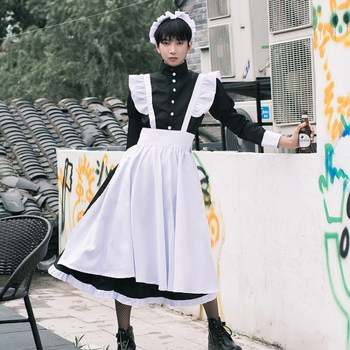 Čierny kostým služobníčky pre mužov, cosplay, roztomilé japonské Lolita šaty, anime kostým upratovačky