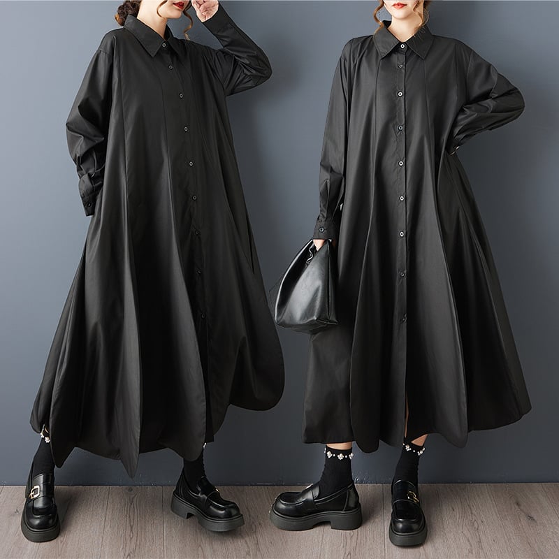 Καλλιτεχνικό casual trench coat μέσου μήκους, φθινοπωρινό-χειμωνιάτικο, σε στυλ Κορέας, loose fit, κομψό σακάκι