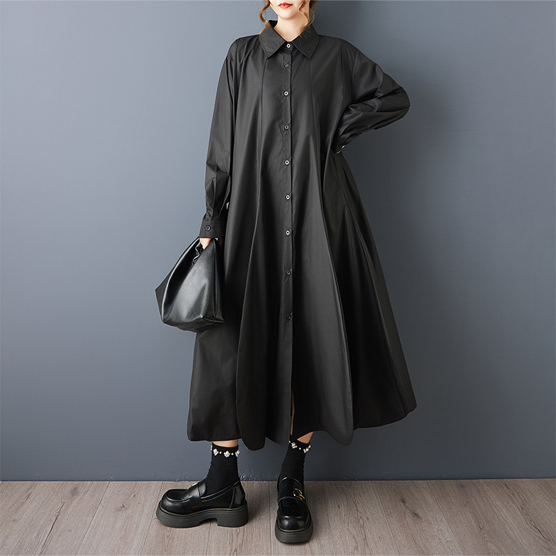 Καλλιτεχνικό casual trench coat μέσου μήκους, φθινοπωρινό-χειμωνιάτικο, σε στυλ Κορέας, loose fit, κομψό σακάκι