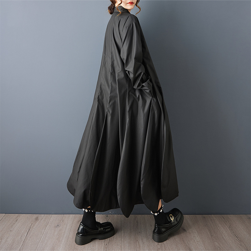 Καλλιτεχνικό casual trench coat μέσου μήκους, φθινοπωρινό-χειμωνιάτικο, σε στυλ Κορέας, loose fit, κομψό σακάκι